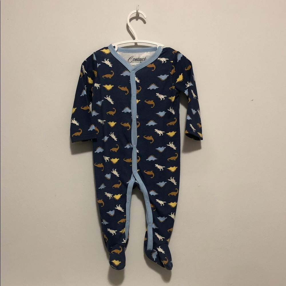Navy Dinosaur Footed One-Piece for Kids